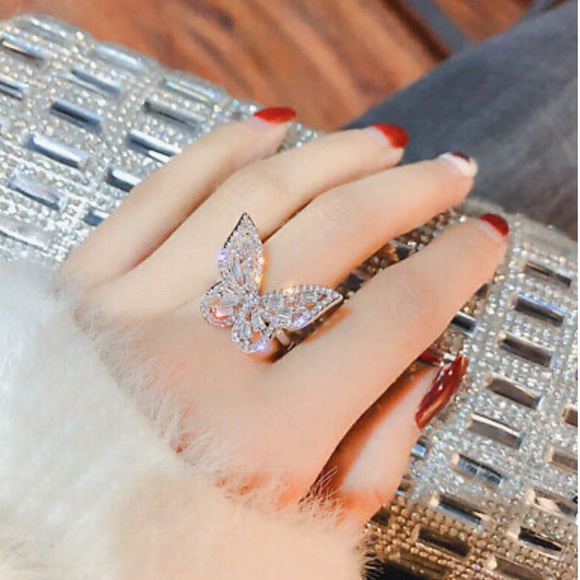 Gorgeous Butterfly 925 Silver Ring Size Adjustable - Picture 4 of 7